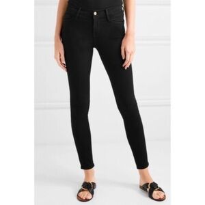 FRAME Le Skinny de Jeanne Mid-Rise Jeans Film Noir
